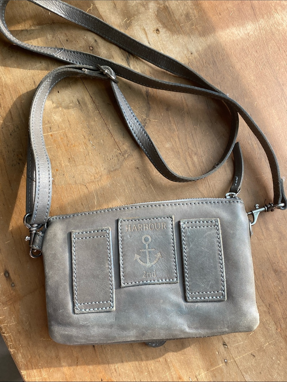 Harbor 2nd Gray Leather Crossbody Bag